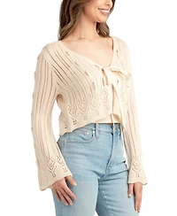Bcx Juniors' Tied Ribbon Knit Cardigan