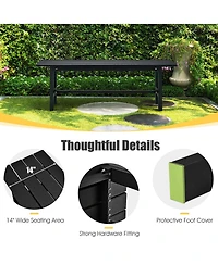 Gymax Outdoor Hdpe Bench w/ Metal Frame 47'' x 14'' 16'' for Yard Garden