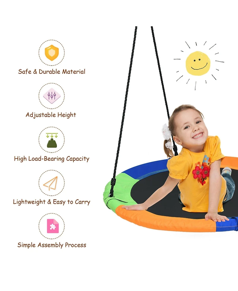 Gymax 40'' Flying Saucer Tree Swing Outdoor Play Set w/ Adjustable Ropes