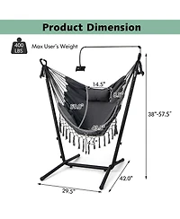 Gymax Hammock Chair with Stand Phone Holder Adjustable Swing Indoor & Outdoor Use