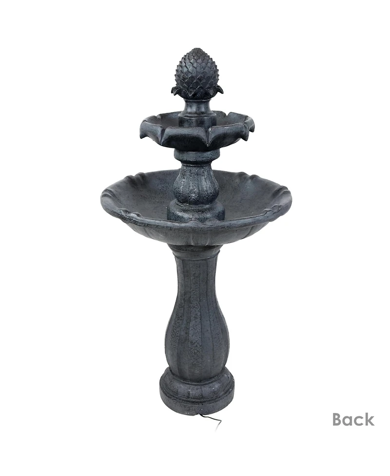 Sunnydaze Decor 46" H Outdoor 2-Tier Pineapple Solar Water Fountain with Battery Backup