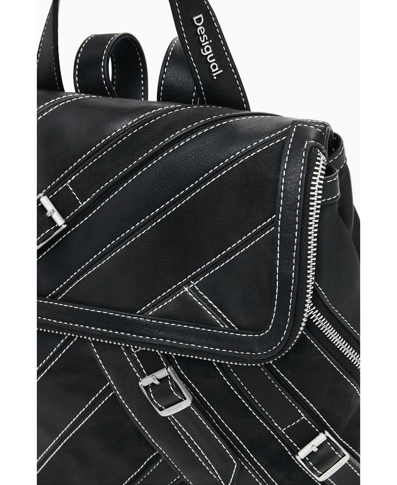 Desigual Women's Small faux leather backpack with buckles