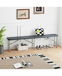 Gymax 2PCS 6 ft Plastic Folding Bench Portable Fold-in-Half Seat w/ 1320 Lbs Capacity