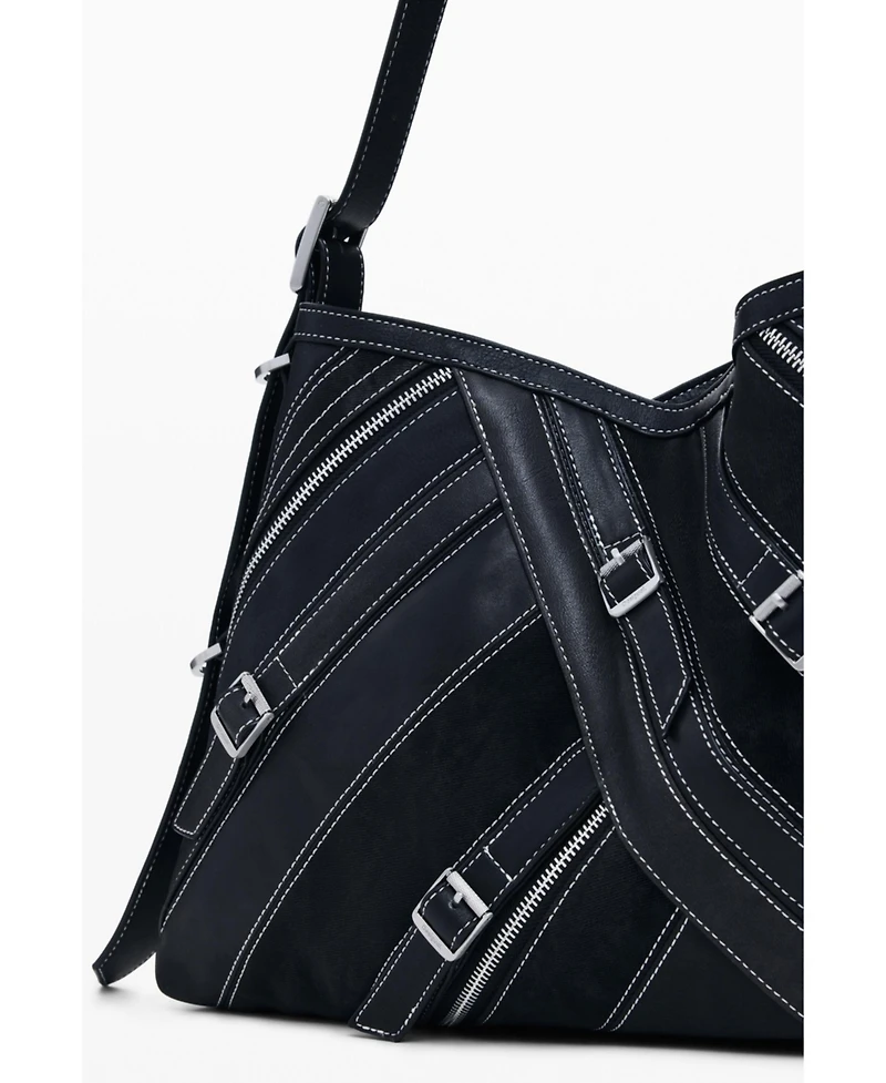 Desigual Women's Medium faux leather bag with buckles
