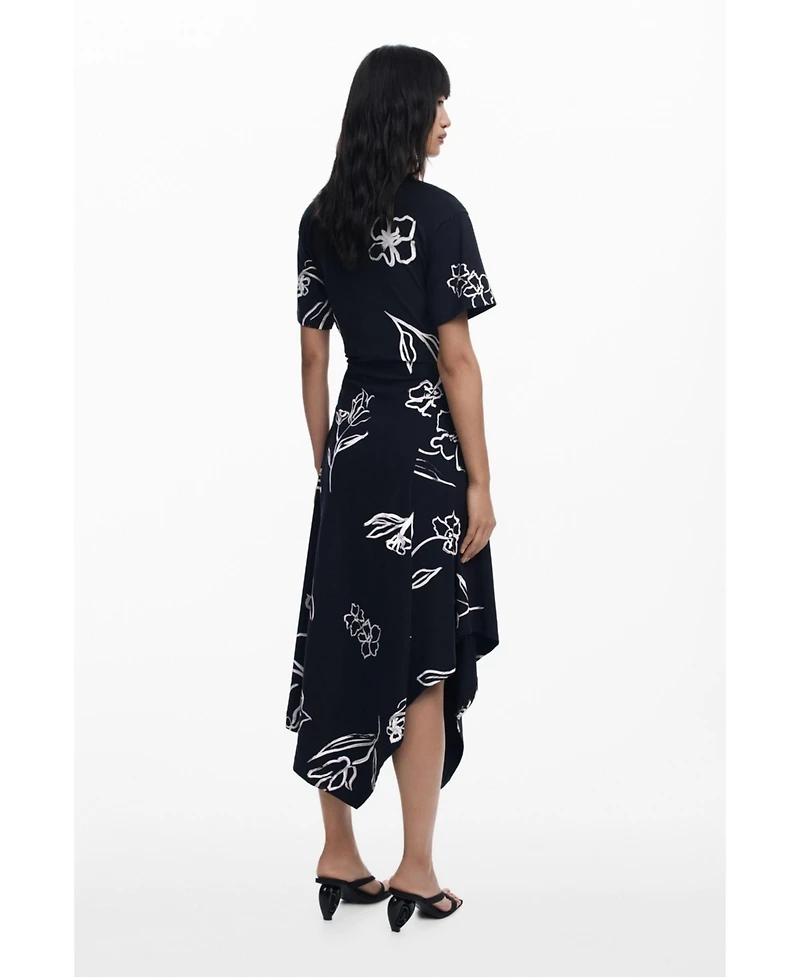 Desigual Women's Asymmetric dress with floral strokes