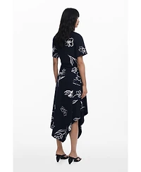 Desigual Women's Asymmetric dress with floral strokes