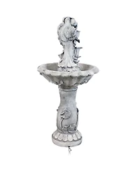 Sunnydaze Decor Outdoor Polyresin Fairy Flower Solar Powered Water Fountain Feature with Battery Backup - 42"