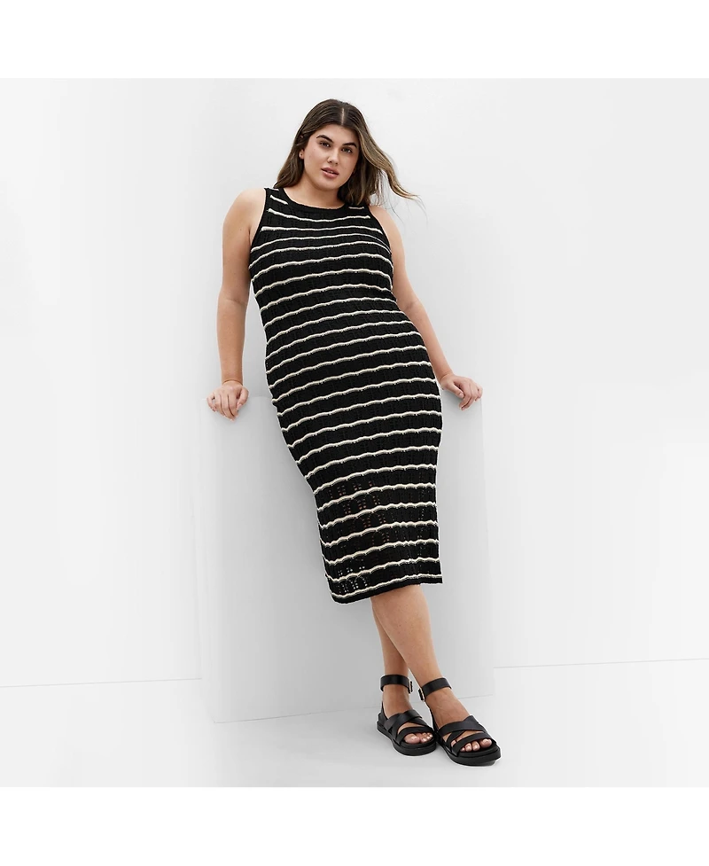 City Chic Women's Crochet Stripe Dress