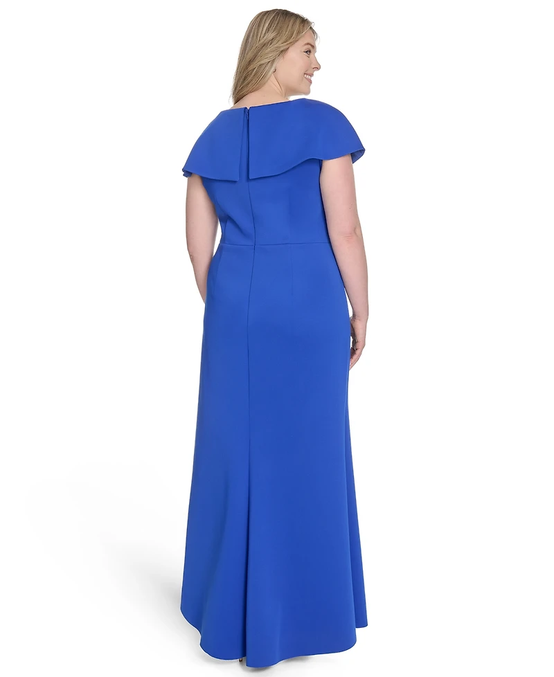 Jessica Howard Plus Cape-Sleeve Scuba Gown