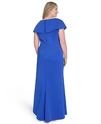 Jessica Howard Plus Cape-Sleeve Scuba Gown
