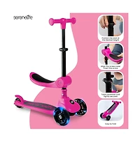 3-Wheel Foldable Kids Scooter - Child Toy Scooter with Built-in Led Wheel Lights, Foldable Seat (Pink)