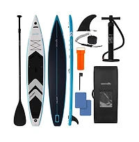 Free-Flow Stand-Up Paddle-Board - Woven Drop-Stitch and Double Layer Side Inflatable Sup with Double-Action Hand Pump (Black)