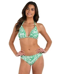 La Blanca Womens Batiki Halter Bikini Top Batiki Shirred Side Hipster Bikini Bottoms