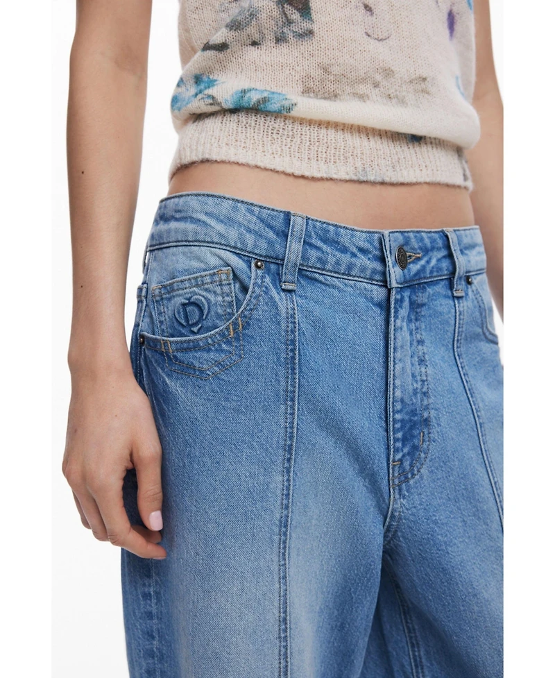 Desigual Women's Straight jeans with inverted effect