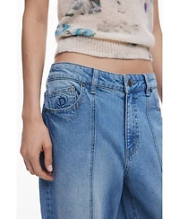 Desigual Women's Straight jeans with inverted effect