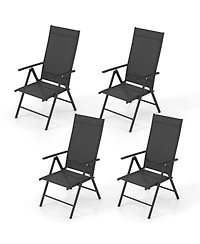 Gymax 4PCS Patio Folding Dining Chair w/ 7-Level Adjustable High Backrest for Garden