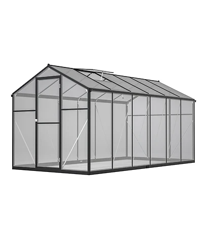 Mondawe 6'x12' Thick Polycarbonate Greenhouse with Double Flush Door