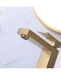 Greenspring Single Hole Handle Bathroom Vessel Sink Faucet With Supply Hose Brushed Gold