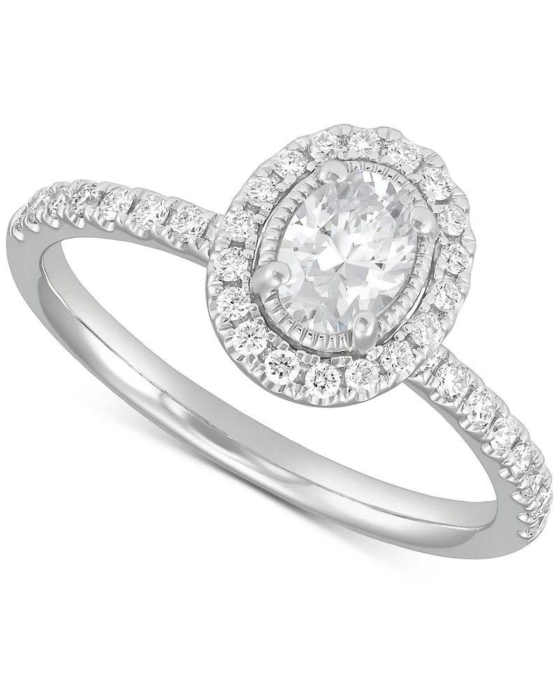 Diamond Oval Halo Bridal Ring Set (1 ct. t.w.) in 14k White Gold