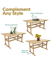Sunnydaze Decor Hatteras Acacia Wood Outdoor Dining Table with Natural Oil Finish - 57"