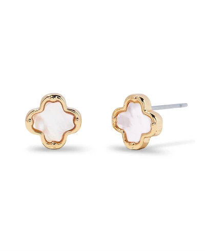 brook & york Chatham Gold Plated Clover Mother of Pearl Stud Earrings