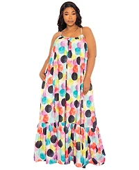 Buxom Couture Women's Polka Dot Voluminous Maxi Dress