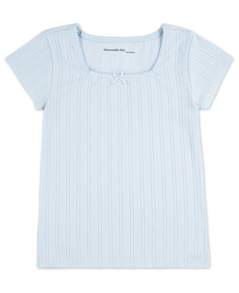 abercrombie kids Girls Pointelle Knit Square Neck T-Shirt