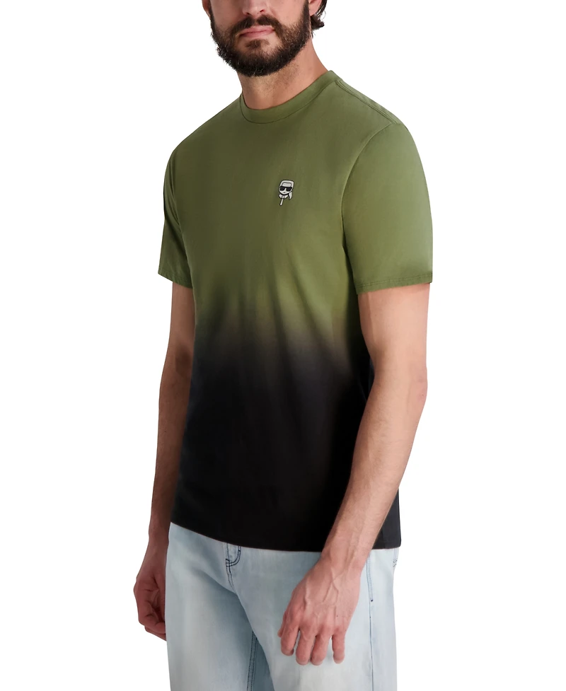 Karl Lagerfeld Paris Men's Ombre Short Sleeve Crewneck Logo T-Shirt