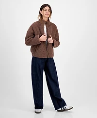 CoffeeShop Juniors' Quilted Corduroy Zip-Front Coat