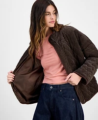 CoffeeShop Juniors' Quilted Corduroy Zip-Front Coat