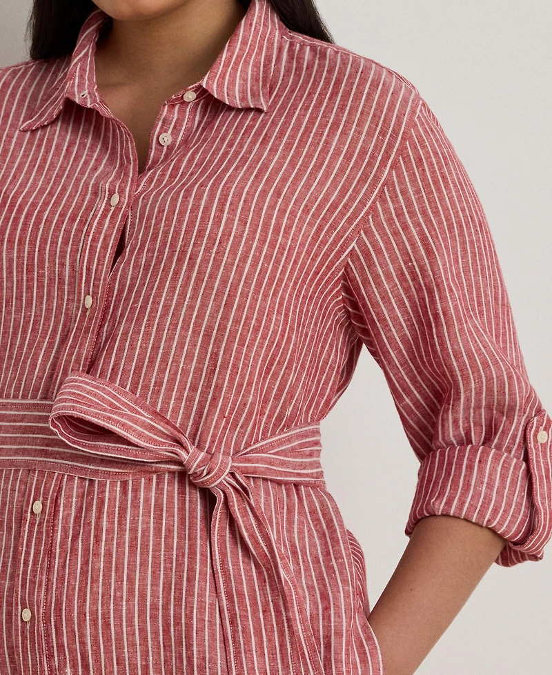 Lauren Ralph Plus Linen Shirtdress