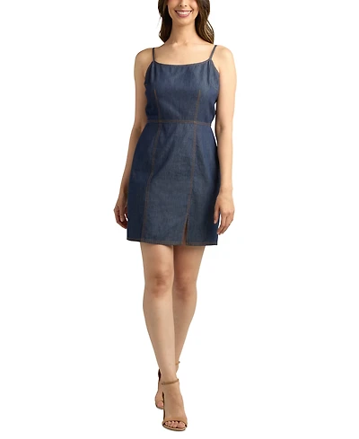 Bcx Juniors' Washed Denim Front-Slit Mini Dress