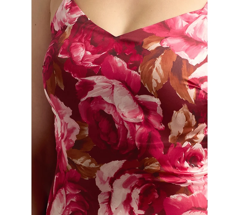 Bcx Juniors' Printed Stretch Satin Slip Dress