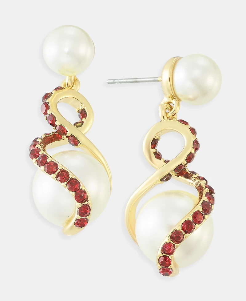 Charter Club Color Pave & Imitation Pearl Drop Earrings, Macy's Exclusive