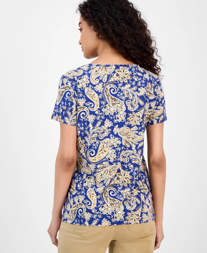 Nautica Jeans Women's Paisley-Print V-Neck T-Shirt