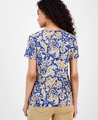 Nautica Jeans Women's Paisley-Print V-Neck T-Shirt