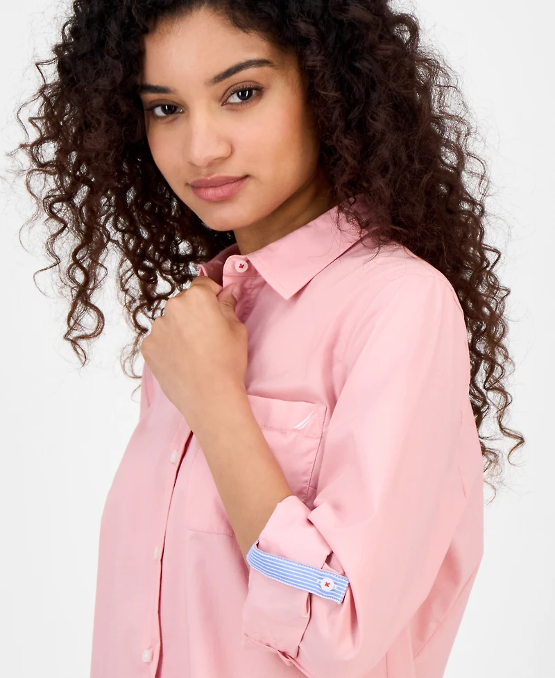 Nautica Jeans Women's Roll-Tab Button-Front Shirt