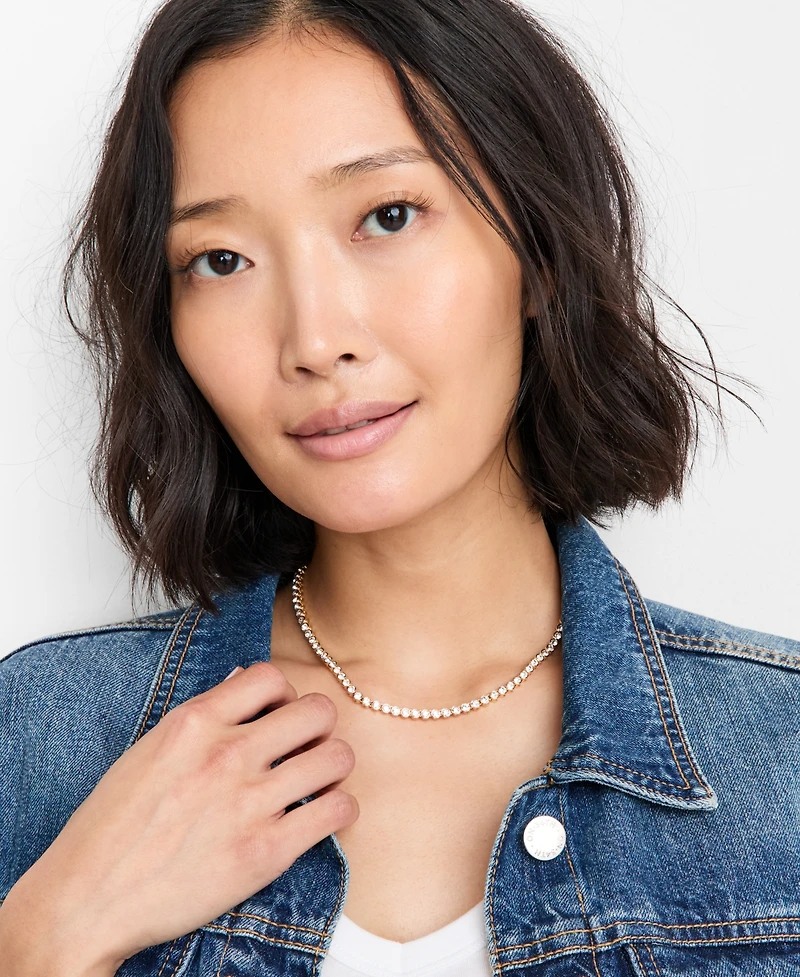 On 34th Crystal Tennis Necklace, 15" + 3" extender, Macy's Exclusive