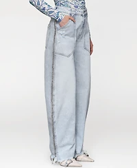 Avec Les Filles Women's Chain-Trim Barrel Leg Jeans
