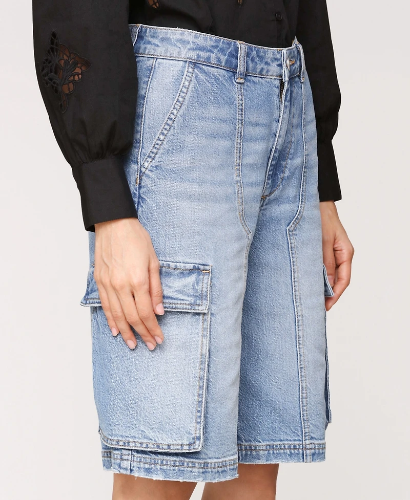 Avec Les Filles Women's Baggy Denim Cargo Shorts