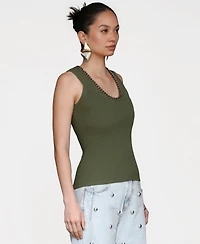 Avec Les Filles Women's Chain-Trim Ribbed Knit Tank Top