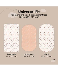 KeaBabies 2pk Soothe Waterproof Bassinet Sheets for Girls, Boys, 33x17 Universal Baby Mattress Protector Cover