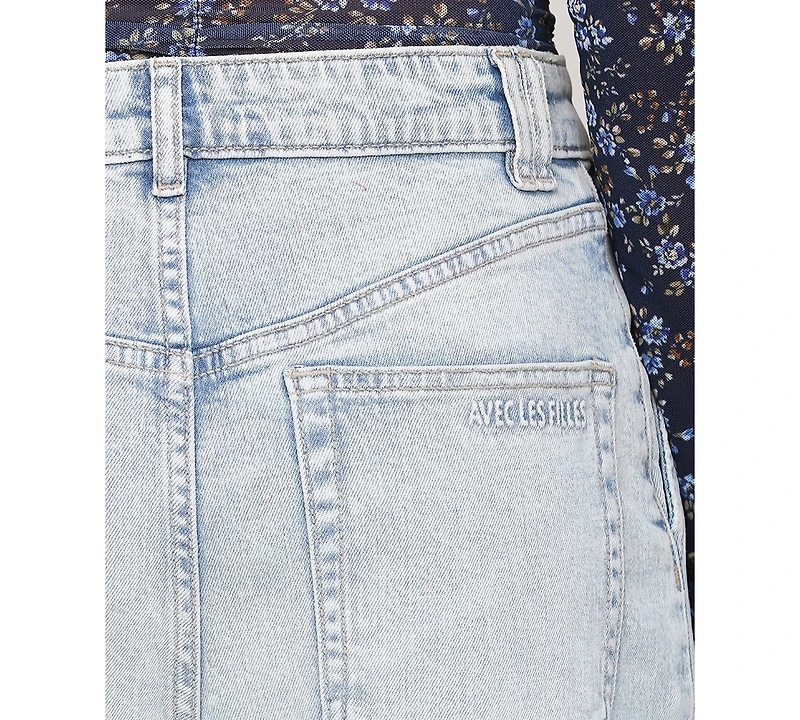Avec Les Filles Women's Pleat-Front Wide-Leg Jeans