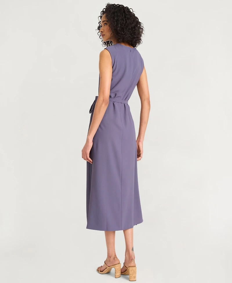 Luxely Women's Crepe Sleeveless Midi Sheath Dress