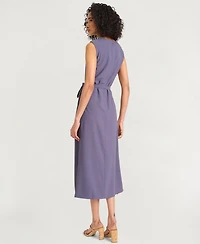 Luxely Women's Crepe Sleeveless Midi Sheath Dress