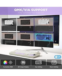 Yunzii AL80 Wireless Mechanical Keyboard,Full Aluminum Cnc, Smart Lcd Display,Hot Swappable Gasket Mount 75% Layout (Beige