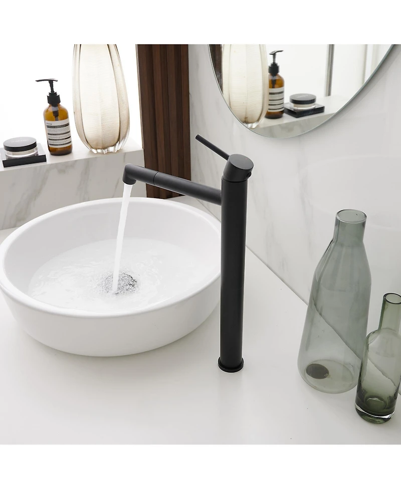 Greenspring Single Hole Single Handle Bathroom Vessel Sink Faucet With Supply Hose in Black Gold