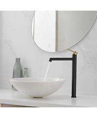 Greenspring Single Hole Handle Bathroom Vessel Sink Faucet With Supply Hose Black Gold
