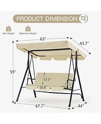 Boyel Living -Person Metal Patio Swing with Removable Cushion Outdoor Porch Chair for Adults Garden Backyard Deck