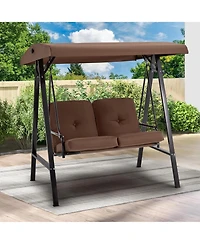 Boyel Living 2-Person Metal Patio Swing with Removable Cushion Outdoor Porch Chair for Adults Garden Backyard Deck